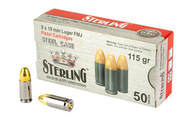 STERLING 9MM 115GR FMJ STEEL 50/1000